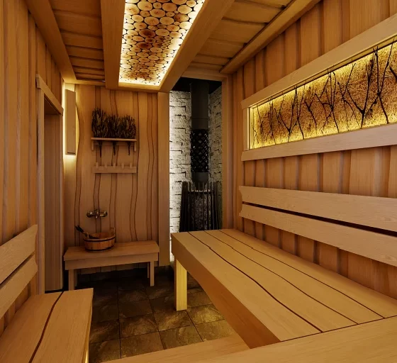 Авторская отделка бани Бескрайнее раздолье