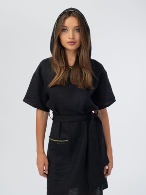 Платье банное Woodson, чёрный лён (44)