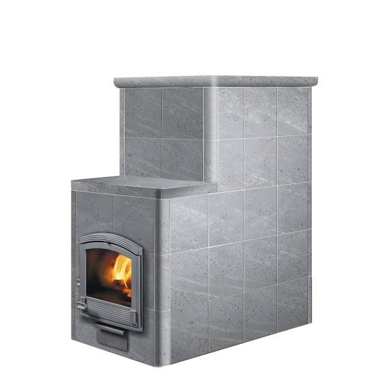 Дровяная печь Grinion с выносной топкой Tulikivi для бани по-серому